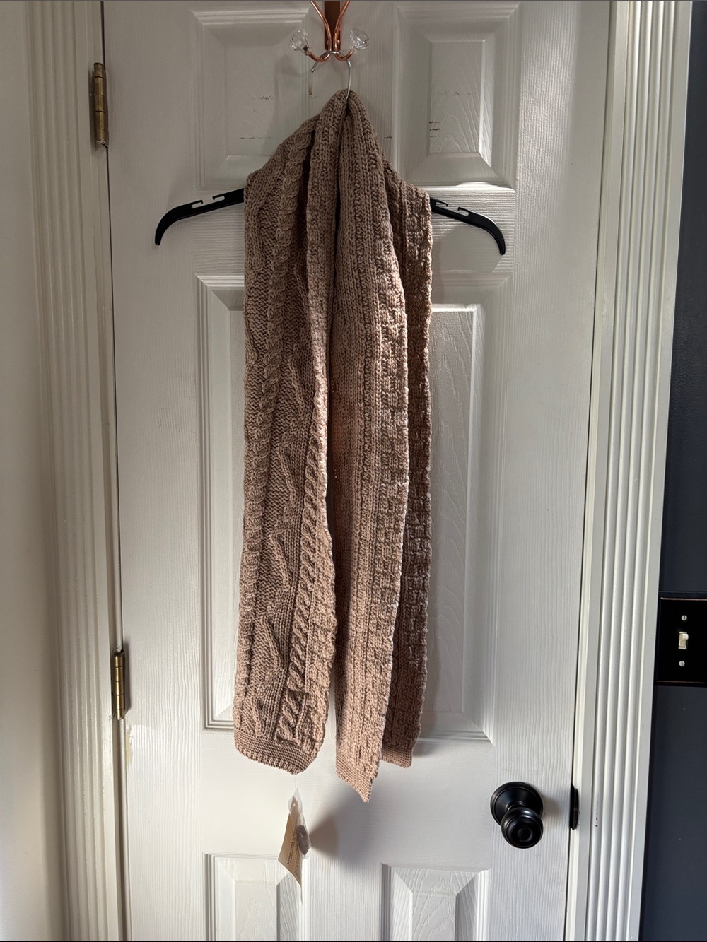Aran Crafts Beige Cable Knit Scarf